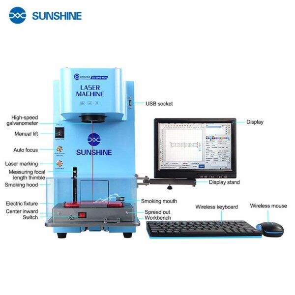 SUNSHINE SS 890B Plus Multifunctional Fiber Laser Machine for Mobile Phone Back Cover Laser Marking to Remove The Back Cover