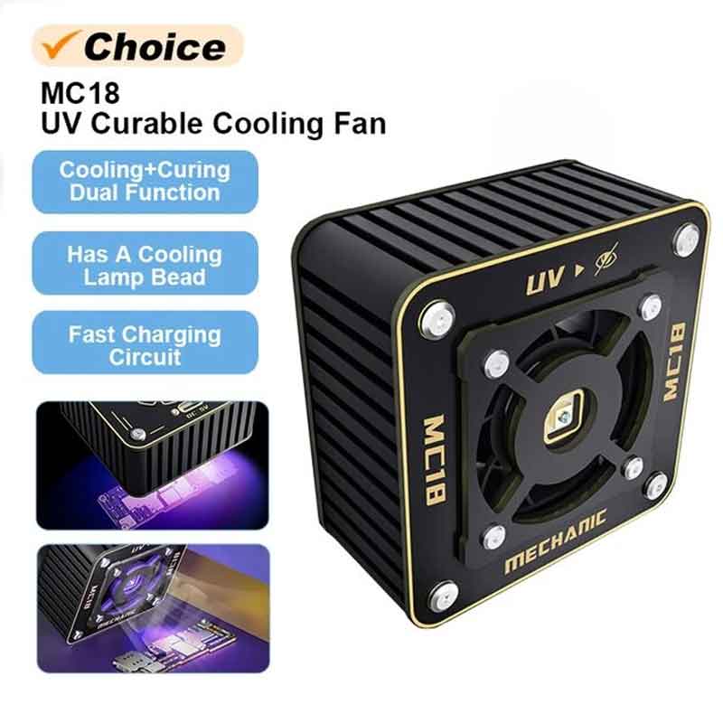 Mechanic MC18 2 in 1 UV Curing Adjustable Speed Cooling Fan for Mobile Phone Maintenance