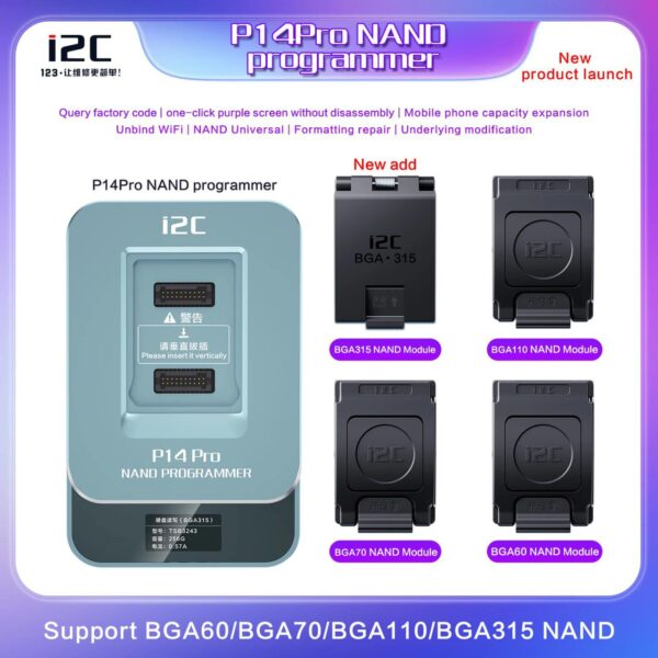 I2C P14 Pro PCIE NAND Programmer For iPhone 5 15PM Hard Disk DFU One key Read Write Purple Screen Unpack WiFi Tools 2