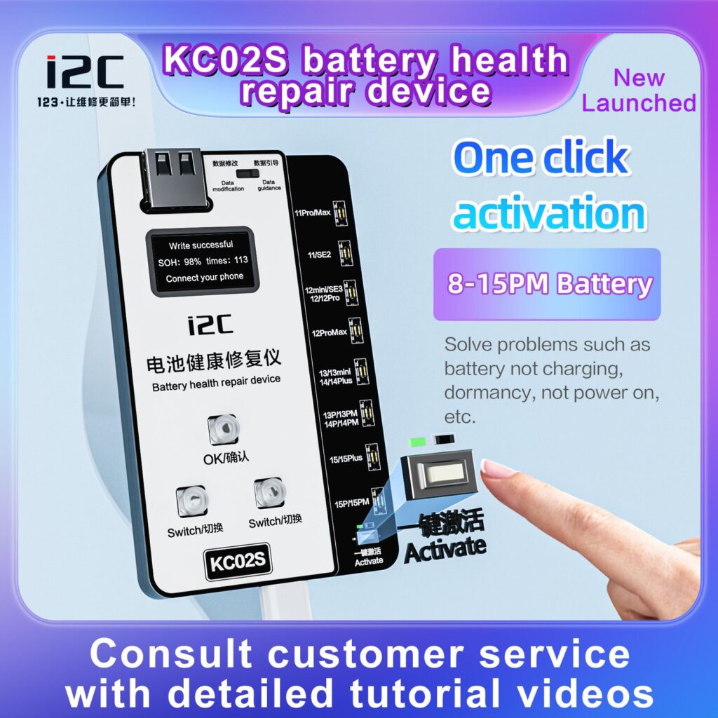 i2C KC02S Battery Health Recovery Device Activation Instrument Support iPhone 11 to 15 Full Series