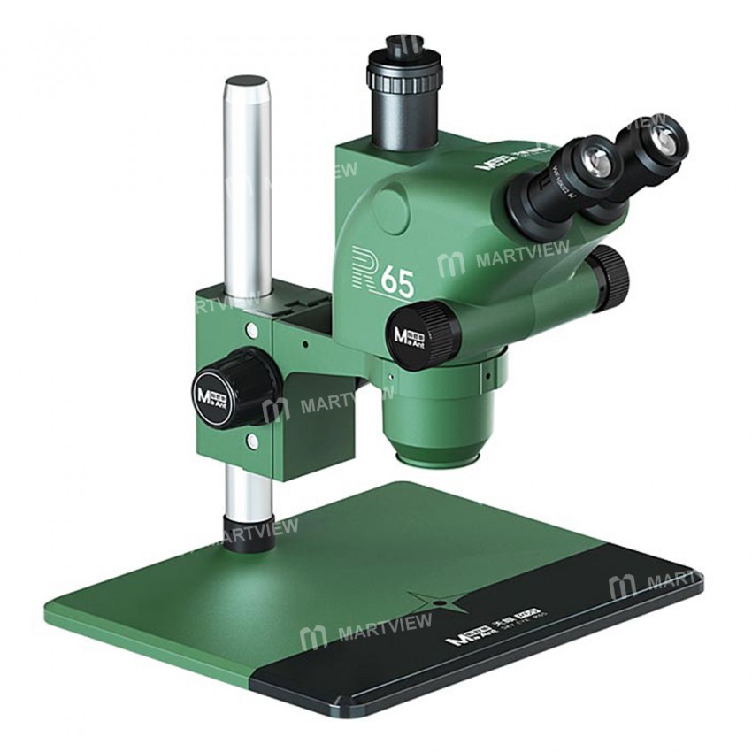MaAnt R65 Sky Eye 6.5 65X Synchronous Zoom Trinocular Stereo Microscope with Aluminum Alloy Base